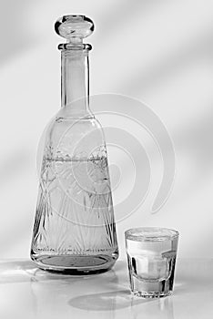 Vodka in a decanter and in a glass