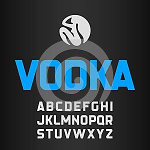 Vodka label, modern style font