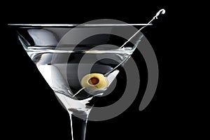 Vodka martin cocktails on black background