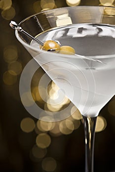 Vodka Martini with olive garnish