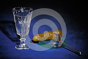 Vodka and pickled cucumber