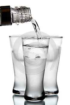 Vodka pour into glass