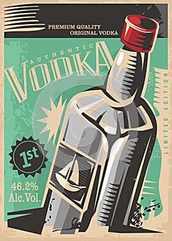 Vodka retro drinks vector poster design