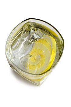 Vodka on the rocks with lemon