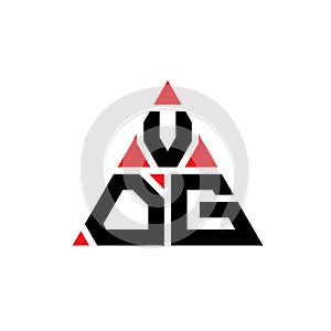 VOG triangle letter logo design with triangle shape. VOG triangle logo design monogram. VOG triangle vector logo template with red