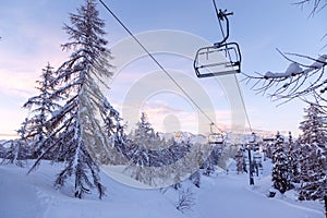Vogel ski center in mountains Julian Alps