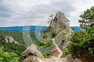 Vogelbergsteig, Dürnstein rock in Wachau valley in Austria