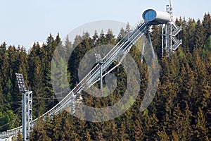 Vogtland Arena, a ski jumping venue in Klingenthal, Germany. It features some of the most modern architecture among World Cup