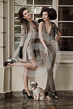 Vogue style photo of a two fashion ladies