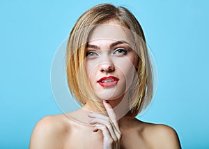 Vogue style portrait of beautiful delicate woman