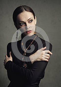 Vogue woman wearing jewelry