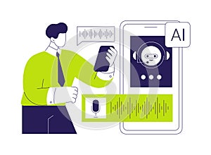 Voice-Activated Customer Support by AI abstract concept vector illustration.