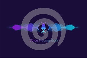 Voice assistant on datk background. Abstract technology background. Abstract light. Vector illustration.