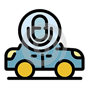 Voice assistant driverless car icon color outline vector