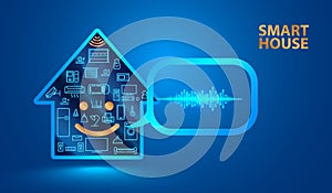 Voice assistant helps you to manage smart home system. Smart house said in a human voice. Control the Internet of things using