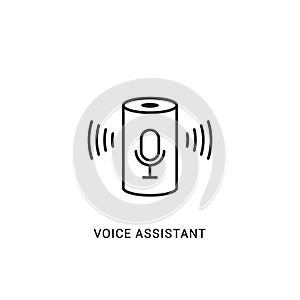 Voice assistant smart icon. Digital voice assistant speaker home vector icon, computer control device