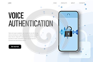 Voice biometric access authentication for personal identity recognition illustration concept. chatbot technology concept