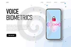 Voice biometric access authentication for personal identity recognition illustration concept. chatbot technology concept