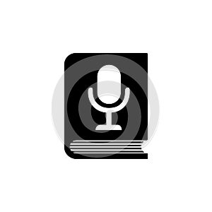 Voice Book through Microphone Flat Vector Icon