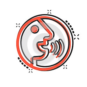 Voice command with sound waves icon in comic style. Speak control vector cartoon illustration pictogram. Speaker people business