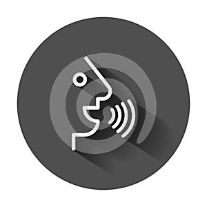 Voice command with sound waves icon in flat style. Speak control