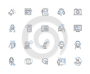 Voice communication line icons collection. Talk, Speak, Communicate, Conversation, Dialogue, Chat, Voice vector and photo