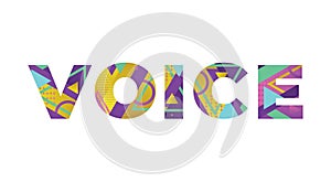 Voice Concept Retro Colorful Word Art Illustration