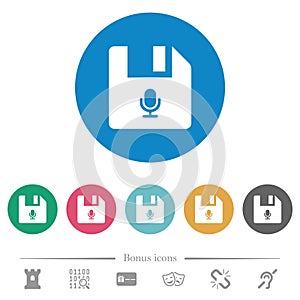 Voice file flat round icons