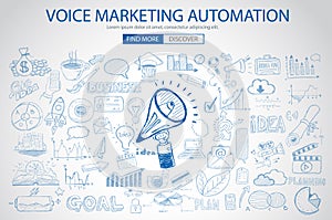 Voice Marketing concept with Doodle design style