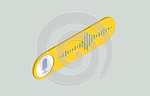 Voice message isometric vector icon concept. Bubble with audio waves and microphone emblem