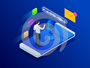 Voice message or recording voice. Isometric vector illustration