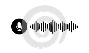 Voice messages bubble icon with sound wave. Microphone. Voice messaging correspondence. Vector flat cartoon illustration for web
