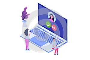 Voice over IP, IP telephony VoIP technology isometric concept.