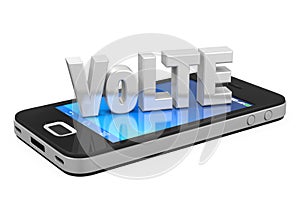Voice over LTE Sign on Mobile Phone Isolated