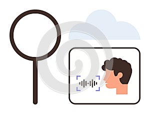 Voice Recognition Concept with Cloud Storage and Magnifying Glass for Data Search
