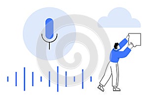 Cloud-Based Voice Recognition and Data Storage Concept with Soundwave Visualization