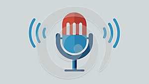 Voice Recognition Waveforms A microphone icon with sound waveforms emanating from it translating spoken language into photo