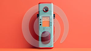 The voice recorder on color background. Dictaphone close-up view.