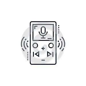 voice recorder vector icon isolated on white background. Outline, thin line voice recorder icon for website design and mobile, app