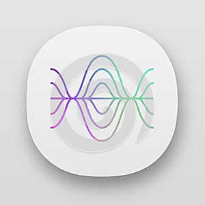 Voice recording app icon. UI/UX user interface. Vibration, noise level, frequency curves. Audio volume, frequency. Music