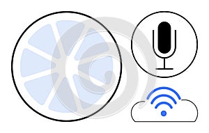 Voice Recording, Cloud Storage, and Data Visualization Concept in Modern Communication Technology