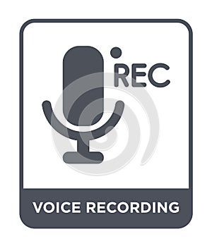 voice recording icon in trendy design style. voice recording icon isolated on white background. voice recording vector icon simple