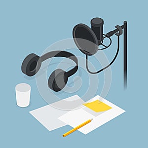 Voice Recording Isometric Illustration