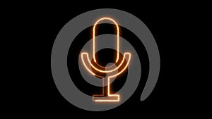 Voice recording podcast mic microphone neon line glow button icon animation 4K