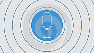 Voice recording podcast microphone button icon animation on the white background 4K