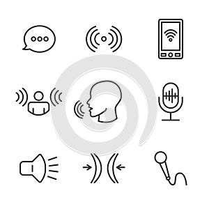 Voice Recording & Voiceover Icon Set with Microphone, Voice Scan