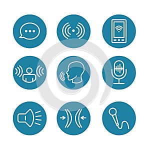 Voice Recording & Voiceover Icon Set with Microphone, Voice Scan