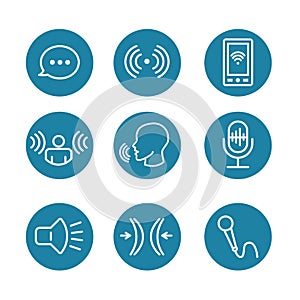 Voice Recording & Voiceover Icon Set with Microphone, Voice Scan photo