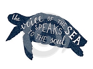 The voice of the sea speaks to the soul lettering