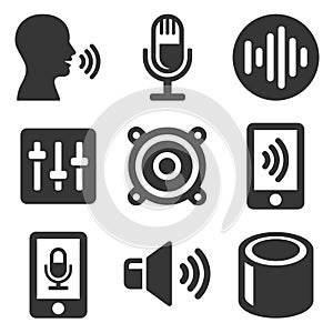 Voice Smart Devices with Sound Wave Icons Set. Vector